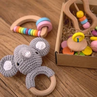 wooden rattle bracelet diy crochet rattles toys infant bath newborn bed bell elephant bells music baby montessori toddler toy
