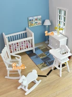 iland 112 dollhouse miniature crib set babys room furniture accessory baby closet high chair hobbyhorse doll house decoration