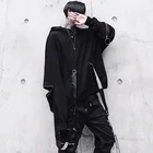 Черная Толстовка HOUZHOU с капюшоном Goth, толстовка с капюшоном, осенняя одежда Techwear в стиле панк, готика, темная одежда, толстовки, свитшоты, уличная одежда в стиле хип-хоп, Харадзюку
