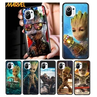 groot marvel avengers for xiaomi mi 11 10t note 10 ultra 5g 9 9t se 8 a3 a2 a1 6x pro play f1 lite 5g black phone case