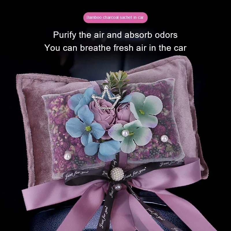 

Сушеный Цветок для автомобиля, бамбуковый мешок для древесного угля, 20 см × 15 см, удаление запаха для автомобильной ароматерапии, удаление ф...