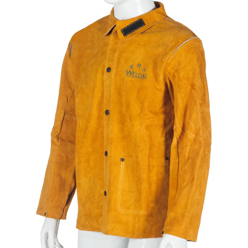 

FR Welder Clothing Cowhide Weldor Apron Fire Proof Coverall Heavy Duty Flame Retardant Cow Leather Welding Work Jackets