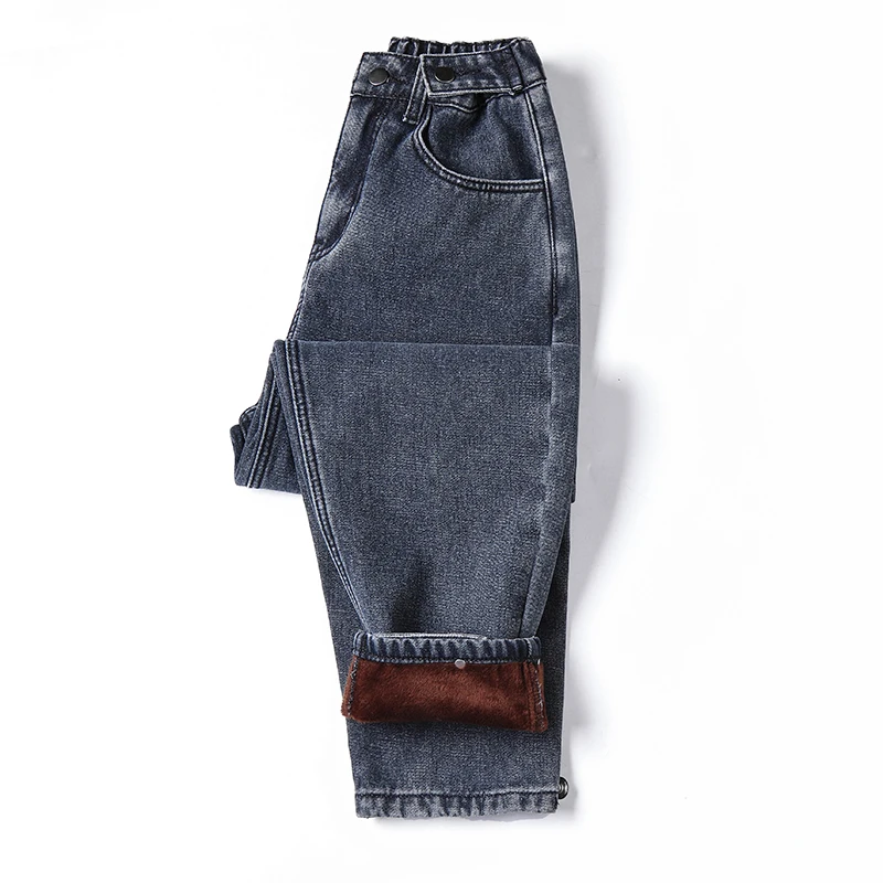 gray velvet ankle Джинсы для женщин в стиле бойфренд с высокой талией джинсы для мам размера плюс женские шаровары джинсовые штаны 100 кг - Цвет: gray velvet ankle