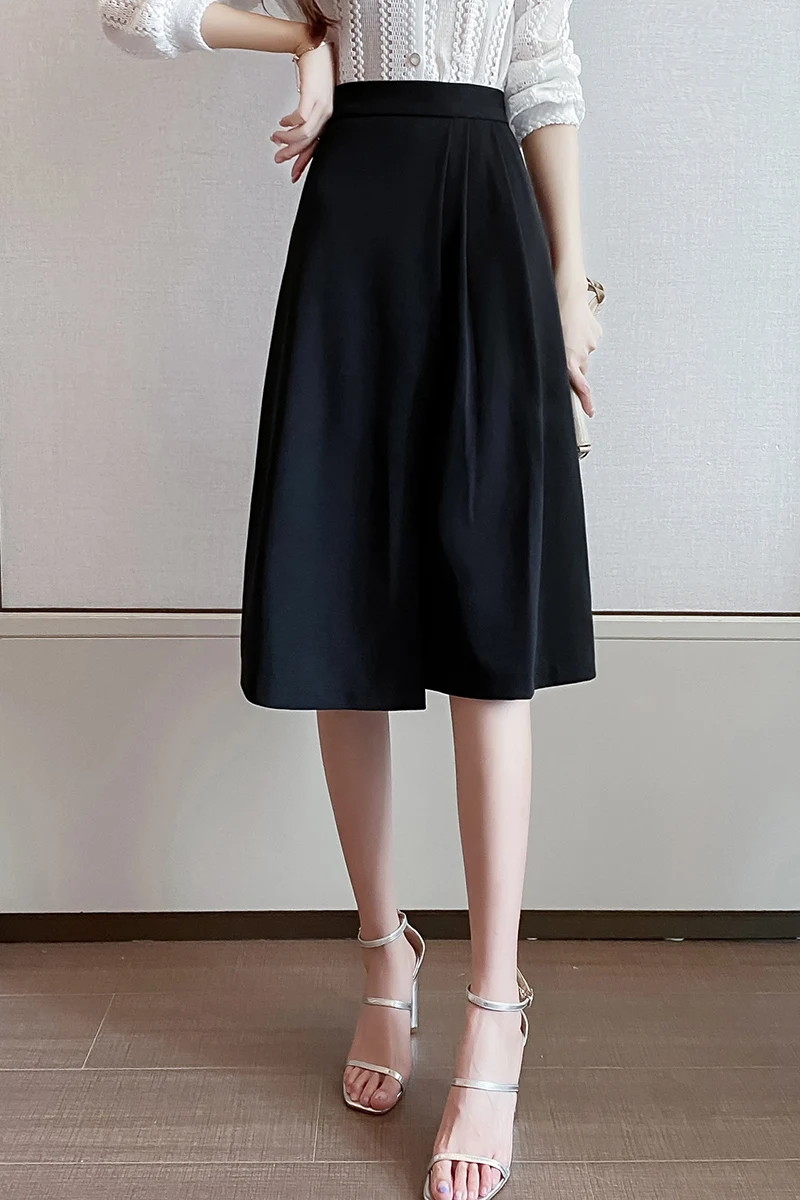 

COIGARSAM Women Skirt New Summer Spring High Waist Skirts Black 1123