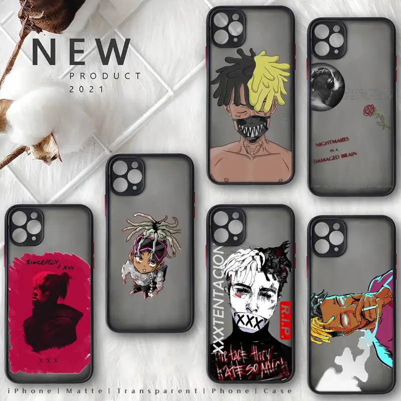 

xxxtentacion rapper USA Phone Case For iphone 12 11 8 7 plus mini x xs xr pro max matte transparent cover