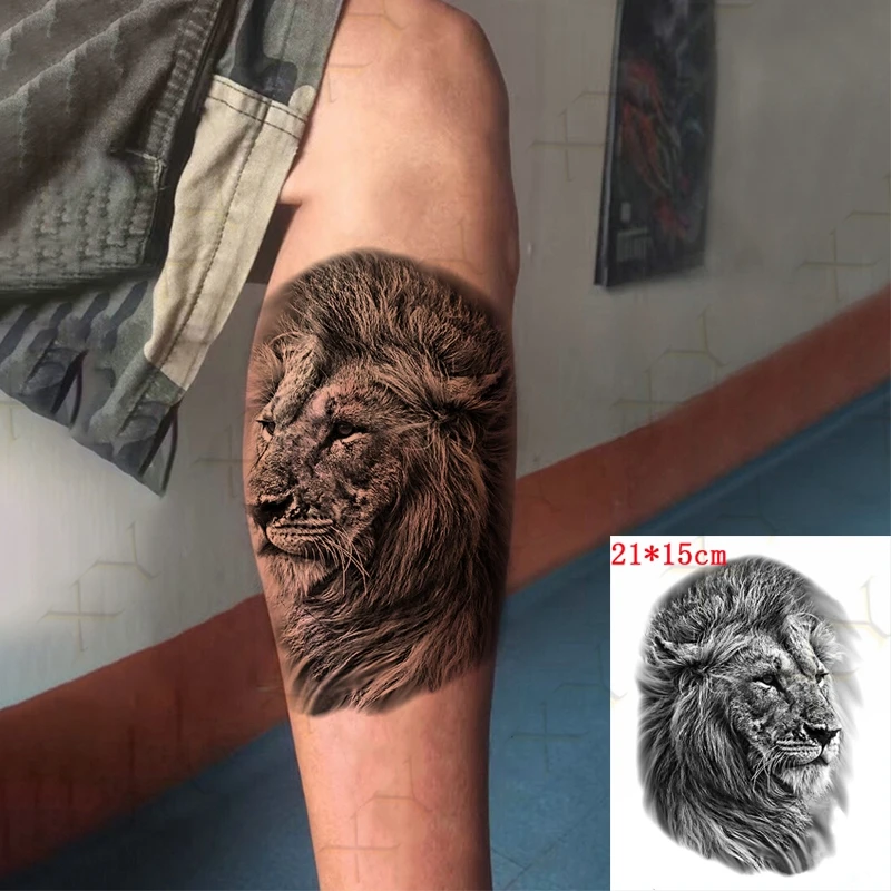 

Waterproof Temporary Tattoo Sticker Black Forest Lion Flash Tattos Eagle Wolf Tiger Animal Body Art Arm Fake Tatoo Women Men
