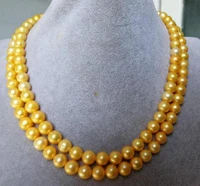 fashion jewelry 8 9 mm round natural south sea gold pearl necklace 60 14 k gold