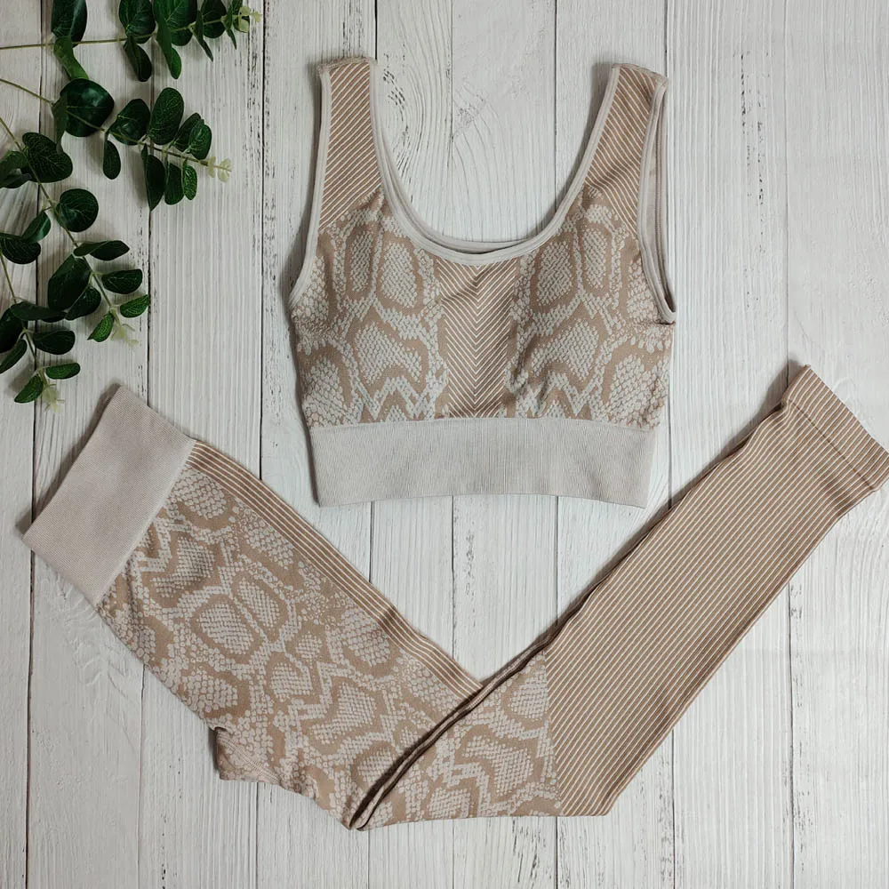 

Workout clothes for women Sportswear Fitness Seamless Yoga Set Snake Print Sport Suit Legging Set Gym Outfit Yoga Woman Set