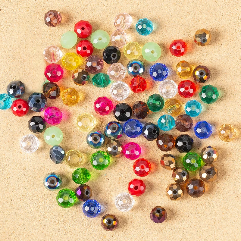 

50Pcs 6*8mm Crystal Beads Rondelle Austria Faceted Loose Spacer Glass Beads For Bracelets Handmade DIY Jewelry Components Making