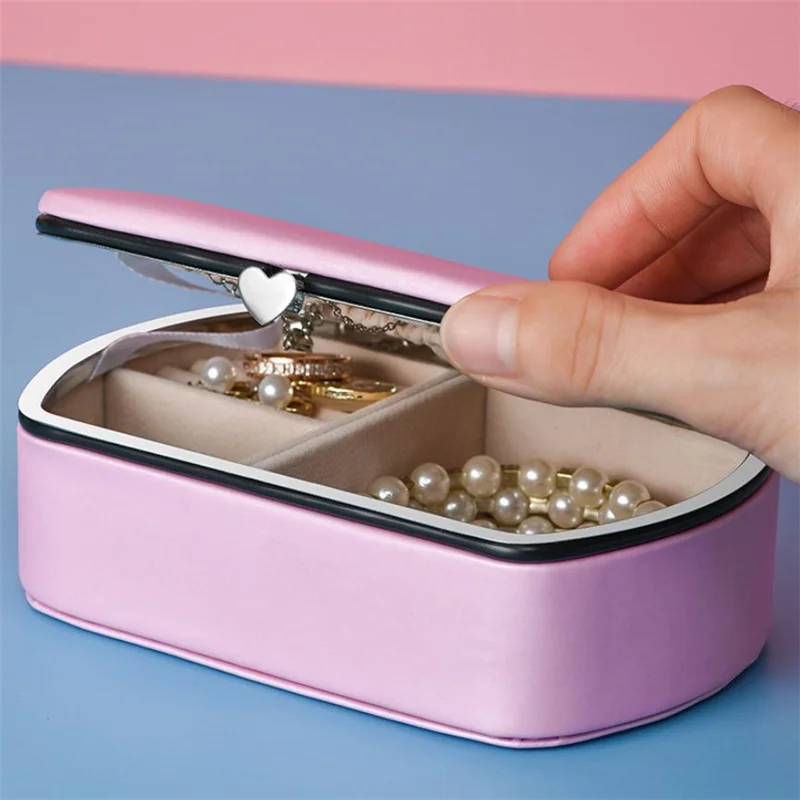 

Jewelry Box PU Leather Jewelry Storage Box Simple Portable Ring Earrings Necklace Jewelry Organizer Box Packaging