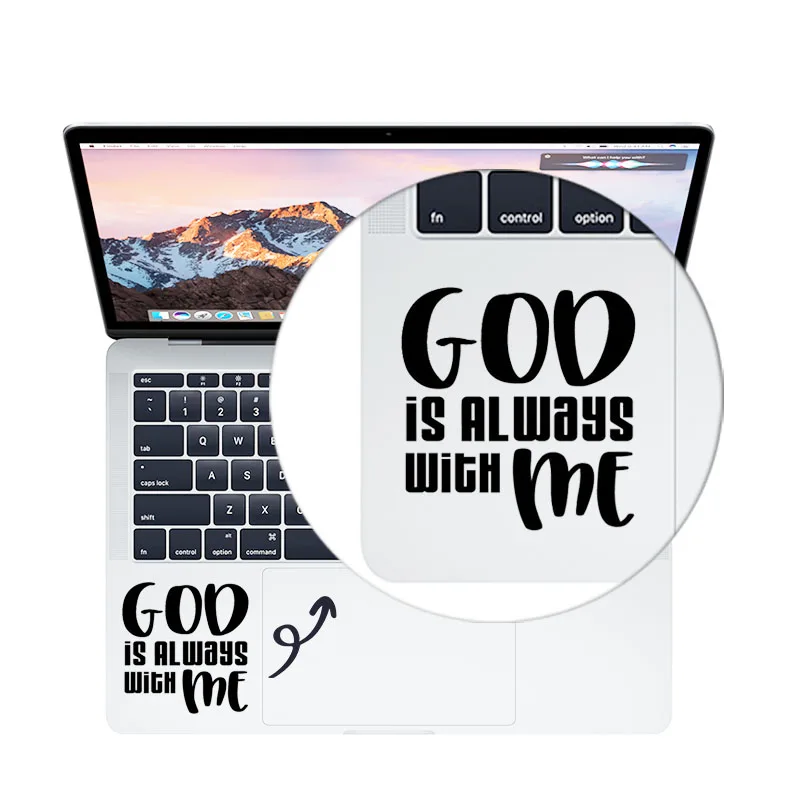 Наклейка на ноутбук God is Always with Me для MacBook Air Pro Retina 11 12 13 15 дюймов с цитатами