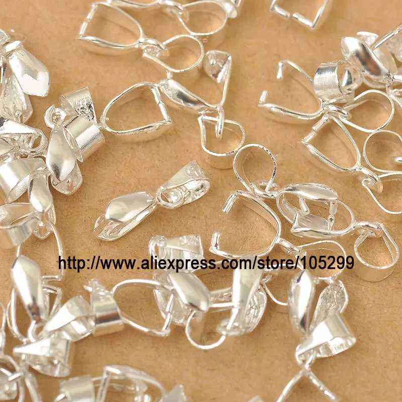

50PCS Hot Sale Pinch Bail Connection Component Jewelry Findings Necklace Pendant Making Part 925 Sterling Silver Accessories