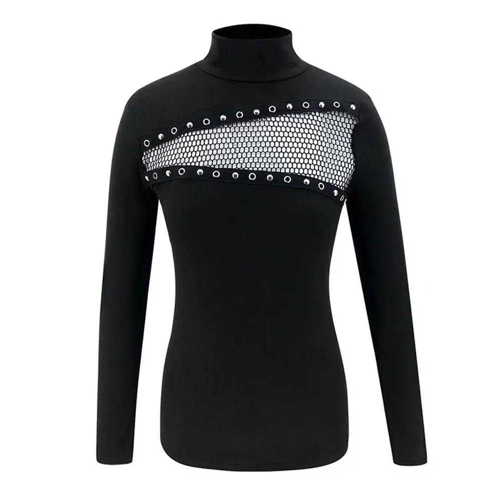 

Womens Sexy Long Sleeve Mesh Blouse Tee Ladies Casual Slim Fit Tops Shirt