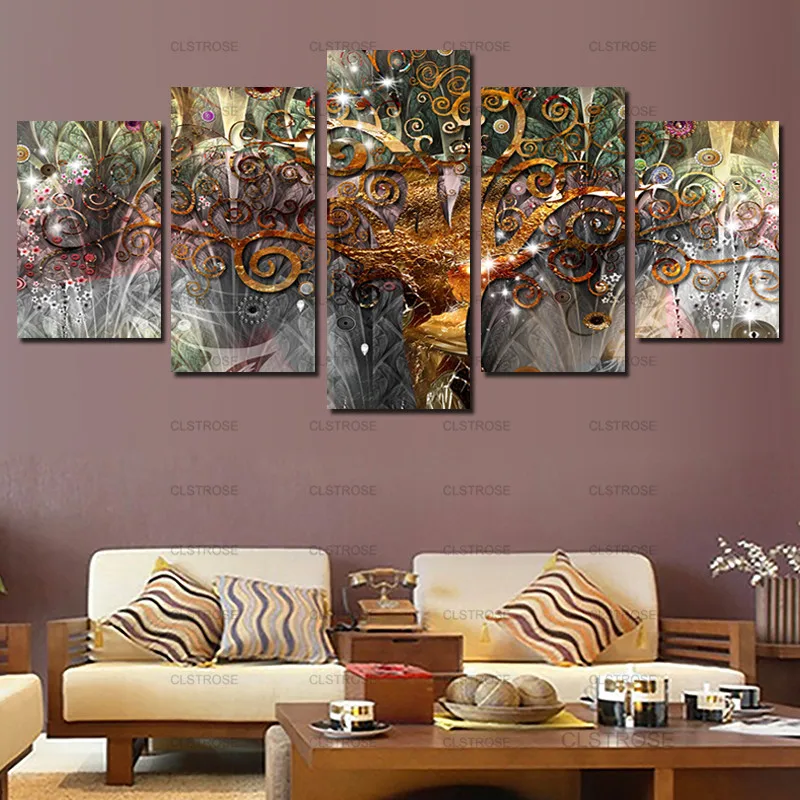 

Dark Brown Tree Abstract Painting Plant Poster Bedroom Living Room Home Decoration Multi-Piece Canvas Painting