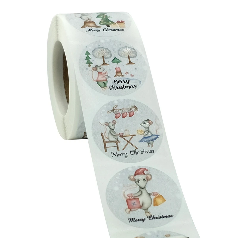 

Kawaii Merry Christmas Kraft Handmade Sticker Card Box Package Thank You Label Sealing Stickers Wedding Decor Party Supplies