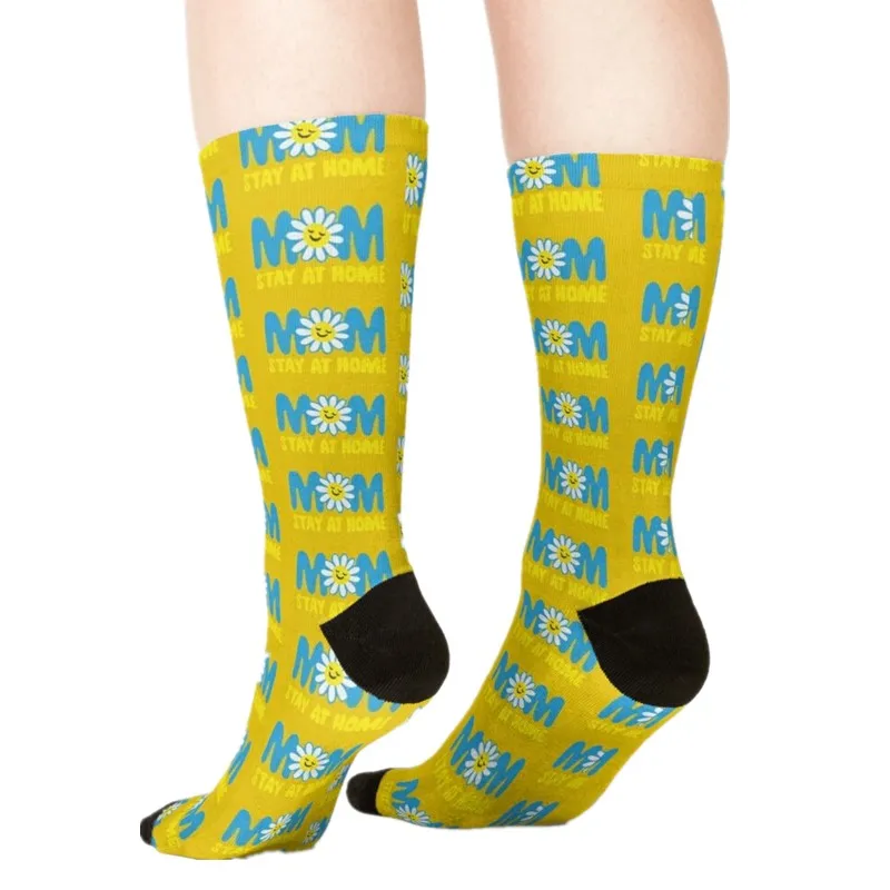 

2021 Women's socks kawaii blue Sunday Swim Printed Socks Woman harajuku Happy Funny Novelty cute girl gift Socks for women