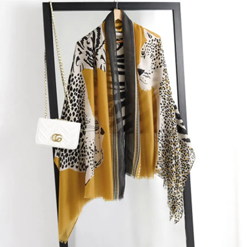 Новинка 2020 женские зимние шарфы из пашмины с леопардовым принтом роскошные