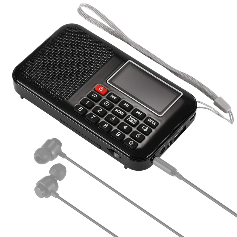 Портативный fm-карманный радио динамик музыкальный плеер с фонариком таймер сна