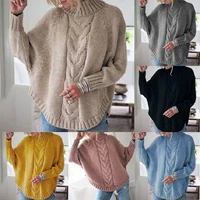womens sweater pull femme elegant half turtleneck knitted solid color twist pullovers basic jerseys top female