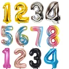 1632 дюймов черный золотого и серебряного цвета розового золота номер воздушный шар на день рождения Свадебная вечеринка украшения воздушный шарик из фольги в форме, спортивный костюм для мальчиков, игрушечный детский душ