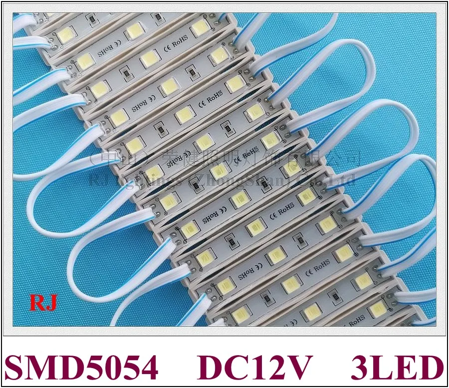 SMD 5054 Светодиодный модуль для знак канал надпись светодиодный модуль DC12V 3 светодиодный 1,2 W 130lm 64 мм* 9 мм* 4 мм Высокая яркость