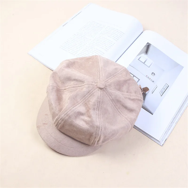 Осенне-зимний новый стиль однотонный берет на утином языке Повседневная