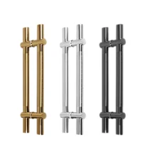 1pair Adjustable Glass Door Handle Stainless Steel with star Gold Pulls Bar Store Gate Long Handle for Shop Hotel Passage