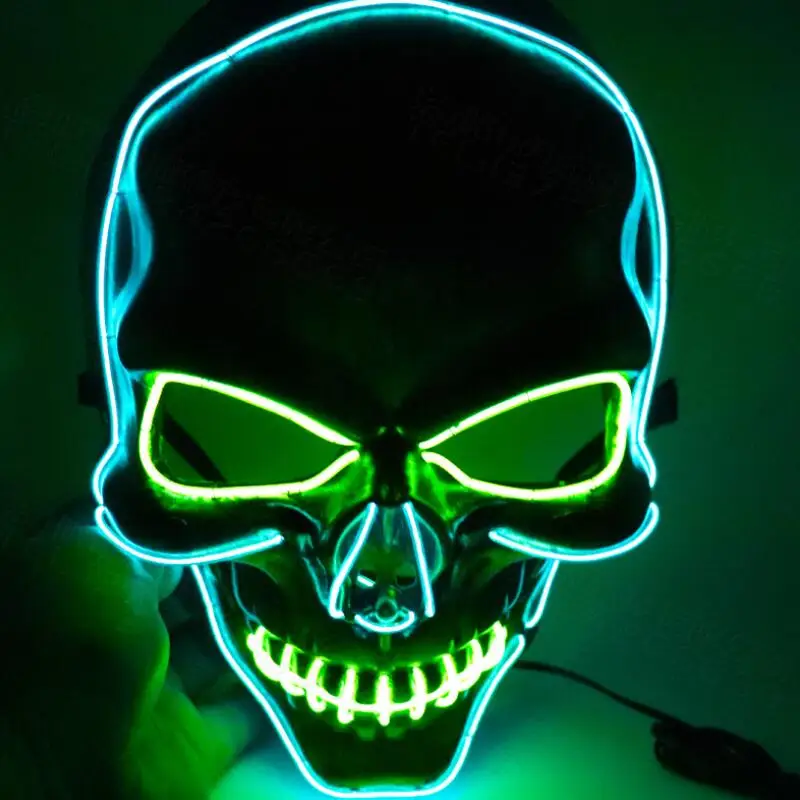 Маска на Хэллоуин со светодиодной подсветкой светящаяся маскарадная косплей