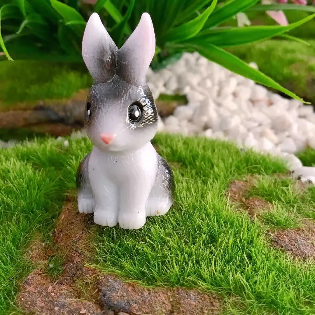 

Cute Little Ear Rabbit Home Table Decors Miniature Hare Animal Figurine Resin Craft Mini Bunny Garden Micro landscape Ornaments