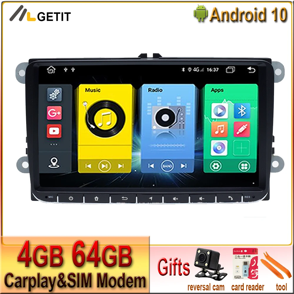 

Автомагнитола для VW/Volkswagen/Golf/Polo/Tiguan/Passat/b7/b6/leon/Skoda/Octavia, с GPS, мультимедийный проигрыватель, Android 9,0