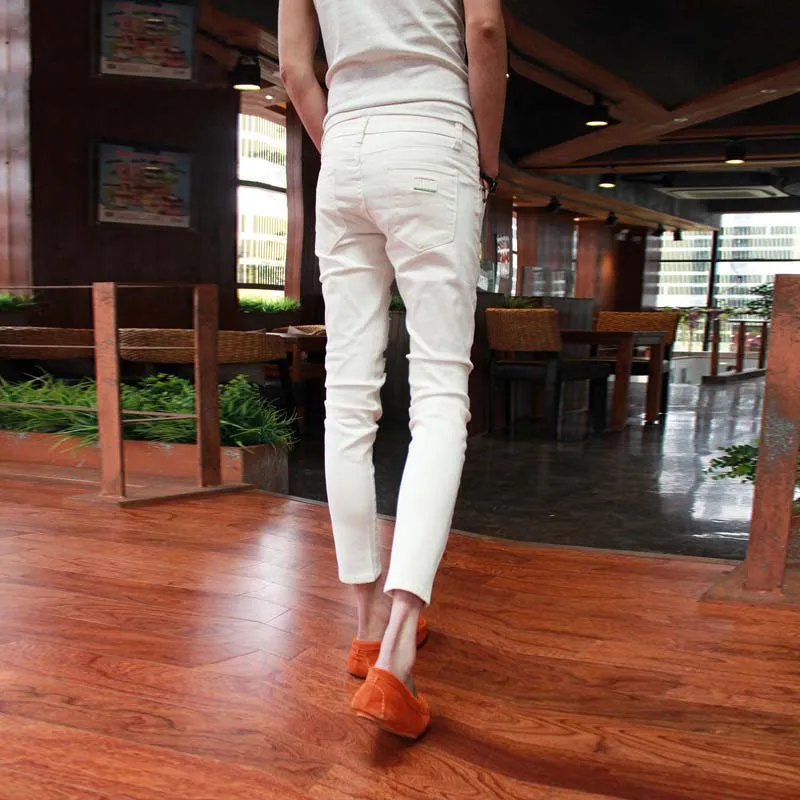 Оптовая продажа 2020 укороченные белые и черные мужские спортивные брюки летние рваные для мальчиков с полыми