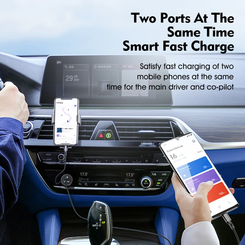 licheers car charger usb 5a phone fast charging 2 port 12 24v cigarette socket lighter for iphone xiaomi huawei power adapter free global shipping