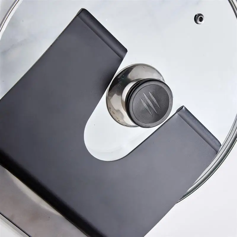 

Kitchen Wall Mounted Pot Lid Holder Pan Lid Cover Rack Storage Organizer Kitchen Tool No Drilling