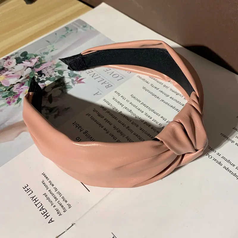 

Leather Knot Hairband Colored Headband for Women Girls Hair Accessories