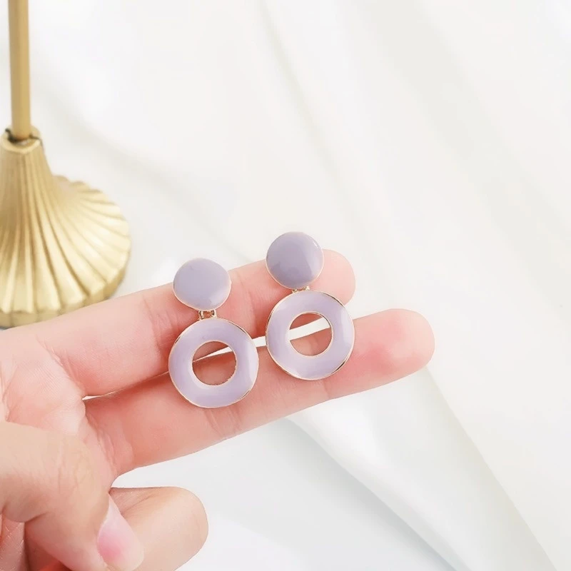 

Korea East Gate Jewelry Retro Earrings Personality Purple Circle Earrings Temperament Simple Earrings Dangle