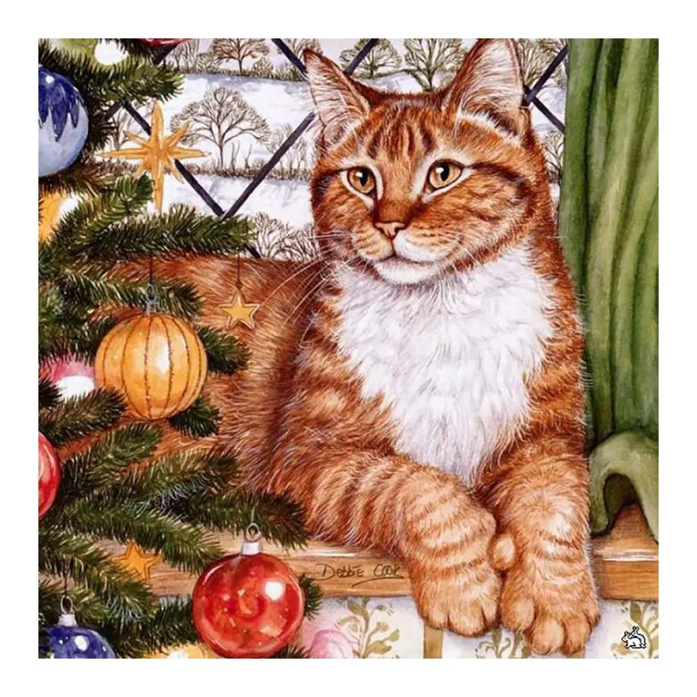 

Маленькая кошка животное Алмазная картина круглая полная дрель Nouveaute DIY мозаика вышивка 5D Вышивка крестиком мультфильм Рождественский узор