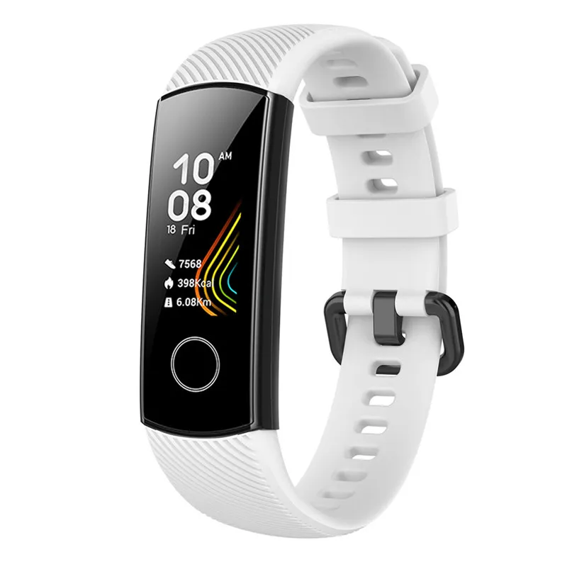 White strap Силиконовый ремешок для huawei honor band 5, умный Браслет, ремешок на запястье для honor band 4, резиновый браслет, умные Сменные аксессуары - Цвет: White strap