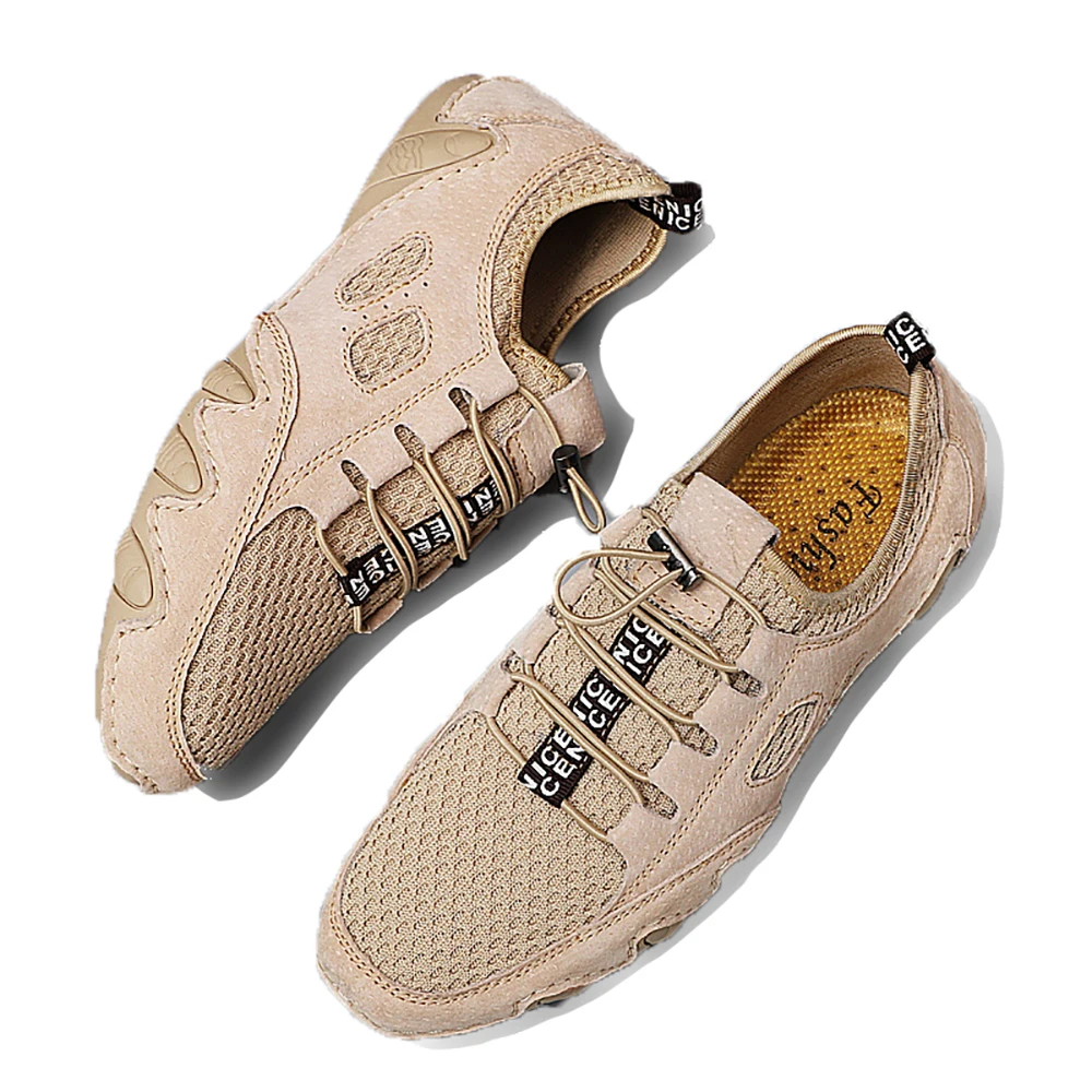 Летняя Новинка Дышащая мужская Замшевые мужские мокасины на плоской подошве из