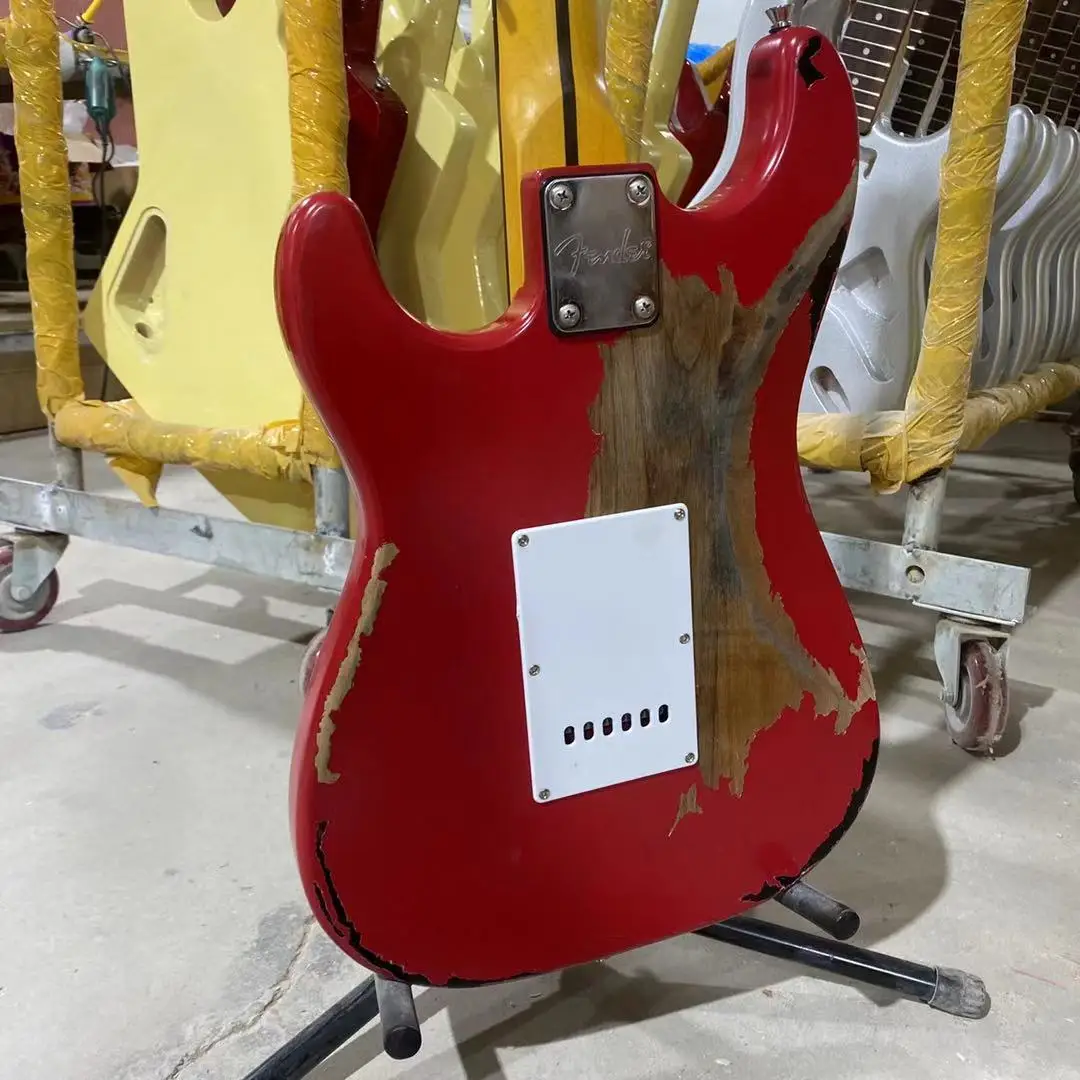 

Hot Sale Red Color Rosewood Fingerboard Relic ST Electric Guitar Free Shipping
