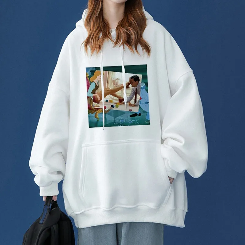 

Snow White & Alice Princess Jasmine Graphic Hoodie Anime Sweatshirts Punk Clothes Hoodie for Girls Plus Size Printing Pullovers