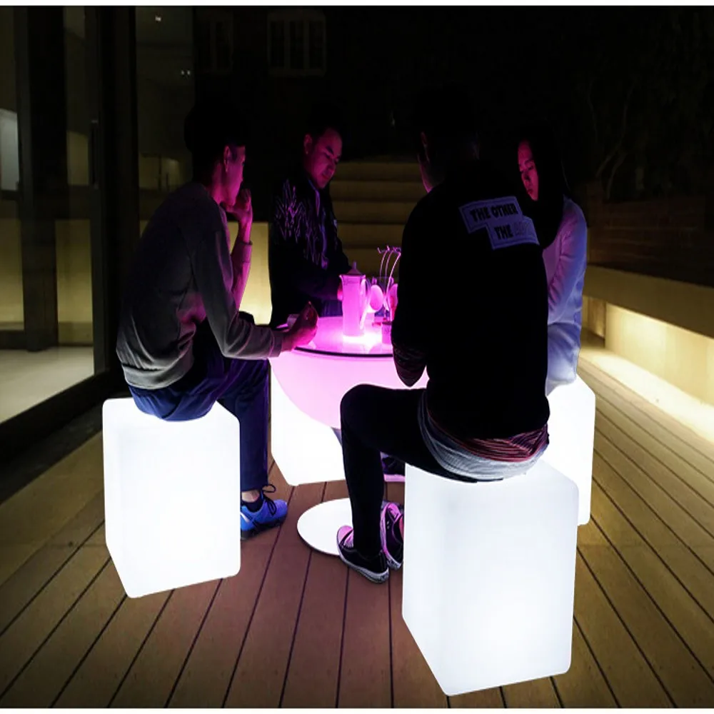 Beste 20Inch Led Cube Licht Lichtgevende Meubels Afstandsbediening 16-Kleur Cubic Kruk Lamp Voor Outdoor Indoor Night Party Decor