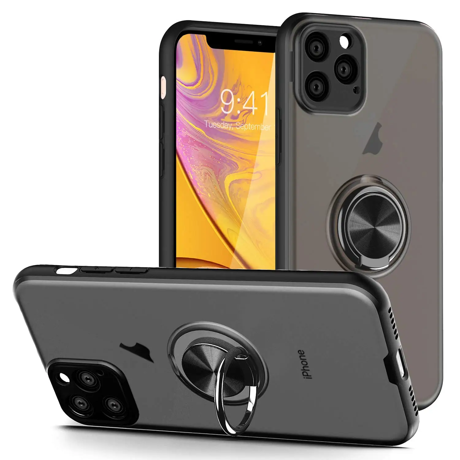 Чехол для iPhone 11 2019 полный корпус анти-чехол от царапин с поворотным кольцом на 360