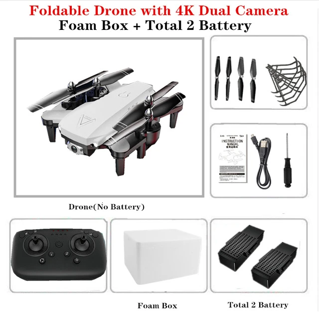 White 4K 2B Foam 4K L103 радиоуправляемые вертолеты камера Wifi Fpv Дрон Gps Дрон удержание высоты 2,4g оптическое положение потока Дрон камера радиоуправляемые игрушки для детей - Цвет: White 4K 2B Foam