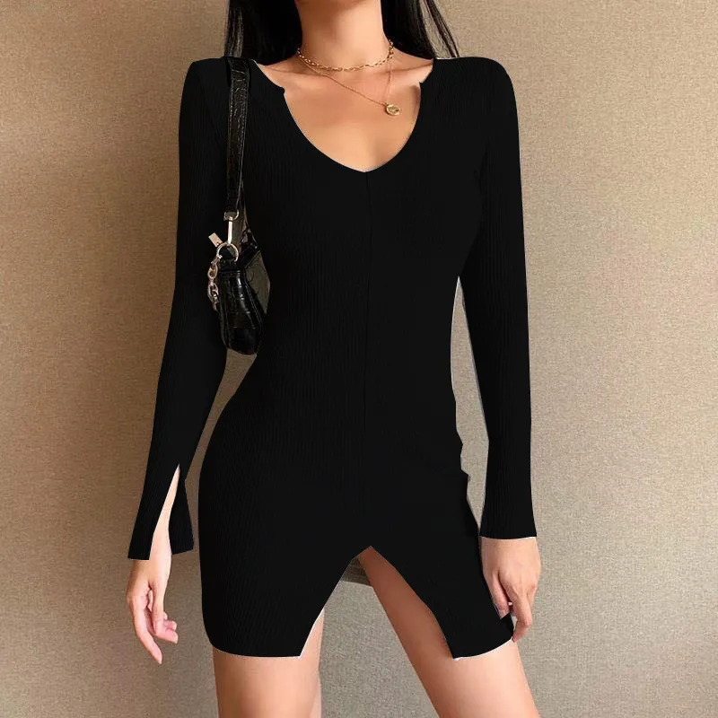 

HIRIGIN Новое Женское платье в полоску и вязаным подходит длинными расклешенными рукавами круглый вырез горловины женские 5 Цвета вечерние осе...