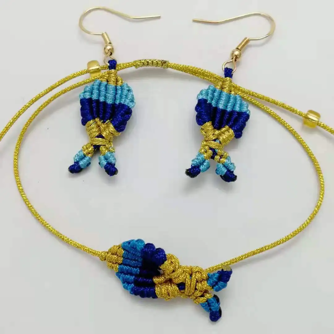 

Summer Women Cute Rainbow Tropical Fish Braided Ladies Bracelet Earring Lucky Rope Handmade Jewelery Boho Friendship Gift