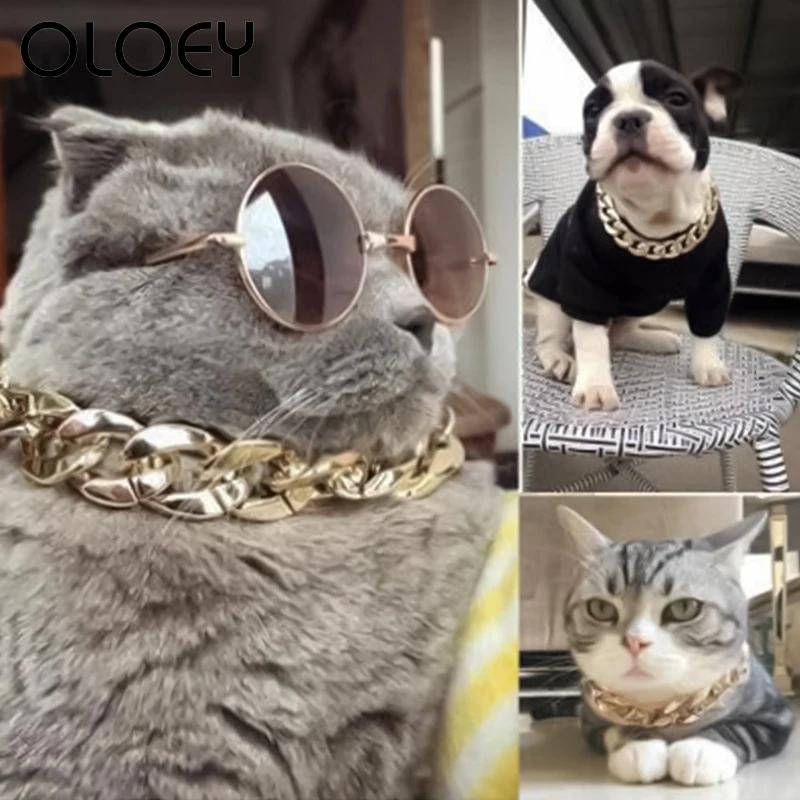 

Gold Cat Dog Chain Hot Sale Pet Cat Dog Necklace for French Bulldog Pug Neck Decoration Pet Supplies Dog Accessories Dropship