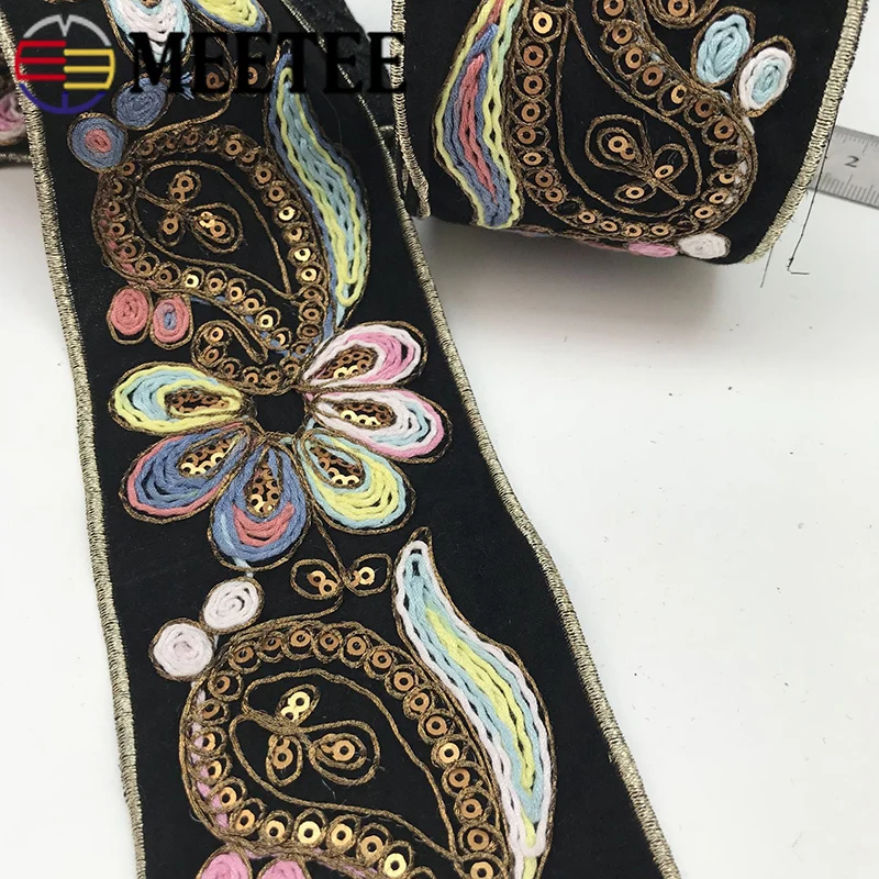 4/9 метров 7 см модные вышитые кружевные ленты с блестками тесьма для одежды сумки