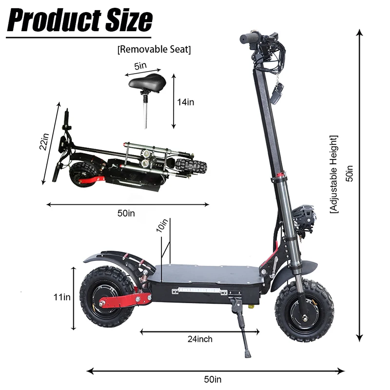 

60V 3200W Electric Scooters Adults with Seat Foldable Electric Kick Scooter 80KM/H High Speed 200KG Max Load CE Certification