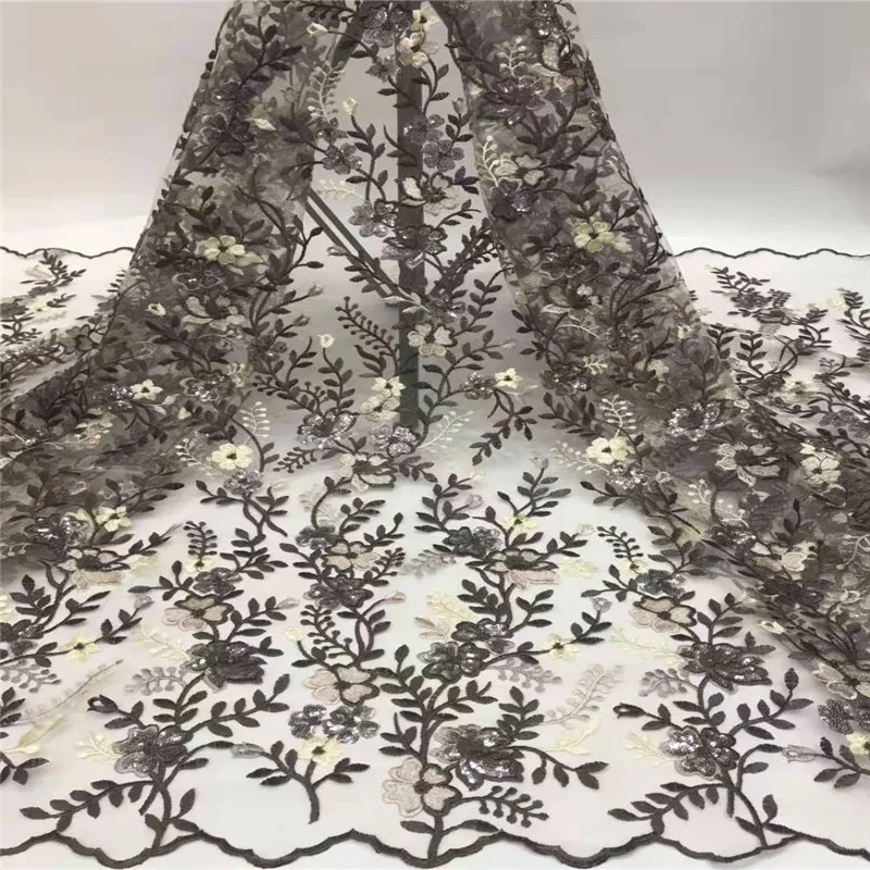 

NaXiu African Sequins Tulle Lace Fabric 2020 High Quality Lace Material French Nigerian Lace Fabric Embroidery For Dress
