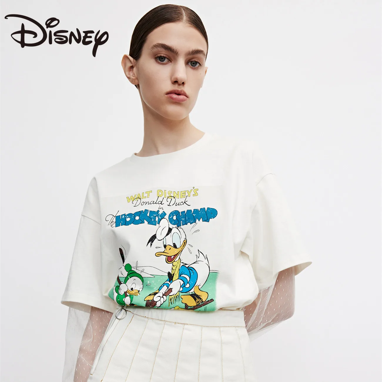 

Disney summer fashion loose round neck fashion cartoon cartoon Donald Duck printed cotton short sleeve T-shirt